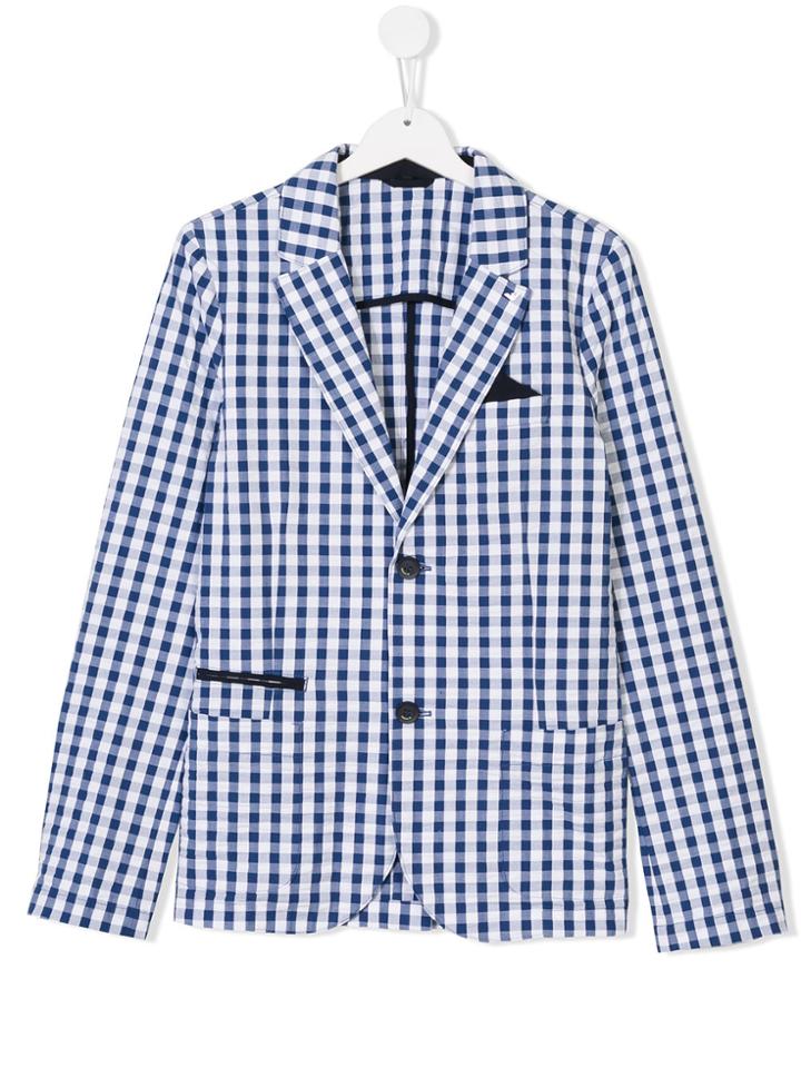 Armani Junior Plaid Classic Blazer - Blue
