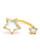 Marie Helene De Taillac 18kt Gold Double Star Aquamarine Ring, Women's, Size: A, Green