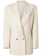 Versace Vintage Long-line Double Breasted Blazer - Nude & Neutrals