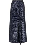 Roland Mouret Low Sequin Embellished Asymmetric Skirt - Blue