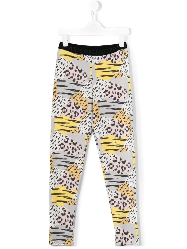 Kenzo Kids Leopard And Tiger Stripe Printed Leggings - Multicolour