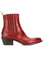 Sartore Pointed Toe Western Boots - Red