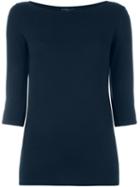 Majestic Filatures Boat Neck T-shirt, Women's, Size: 4, Blue, Viscose/spandex/elastane