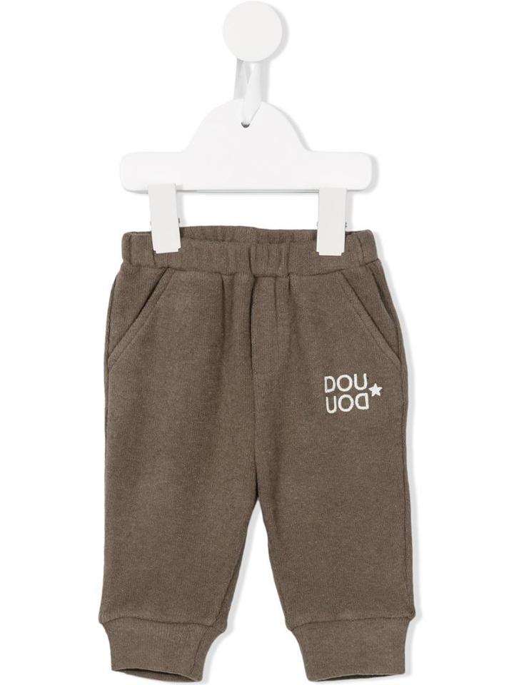 Douuod Kids Embroidered Logo Track Pants, Infant Girl's, Size: 6 Mth, Brown