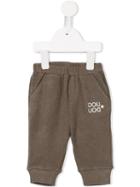 Douuod Kids Embroidered Logo Track Pants, Infant Girl's, Size: 6 Mth, Brown