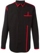 Givenchy Contrast Trim Shirt, Men's, Size: 40, Black, Cotton
