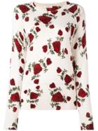Equipment Rose Print Jumper, Women's, Size: Medium, Nude/neutrals, Silk/cashmere