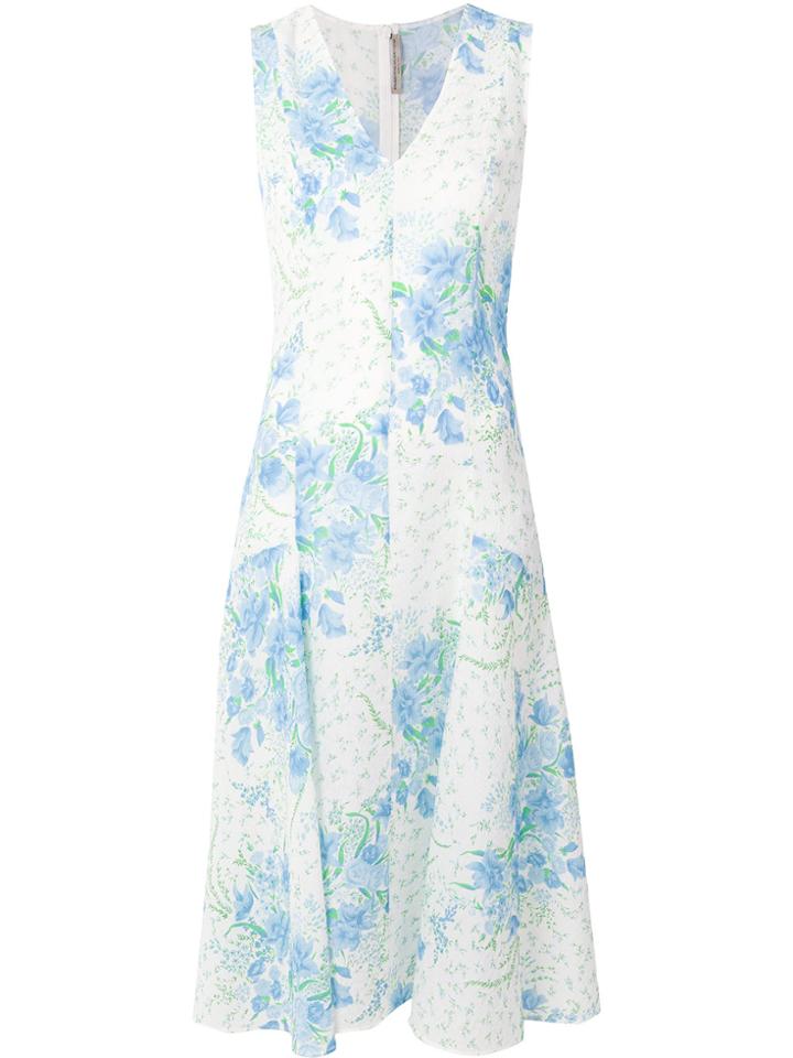 Ermanno Scervino Floral Print Midi Dress - Blue