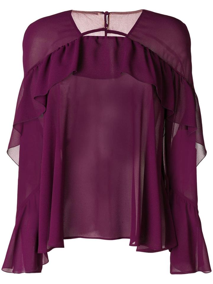 Talbot Runhof Frill Detail Top - Pink & Purple