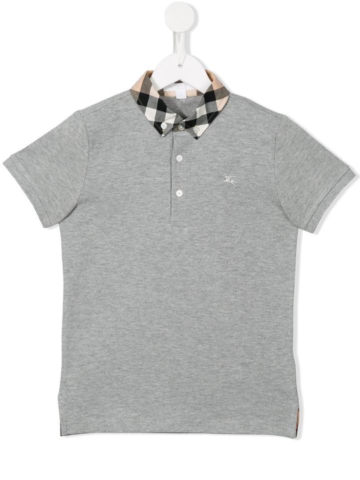 Burberry Kids House Check Polo Collar Shirt, Boy's, Size: 8 Yrs, Grey