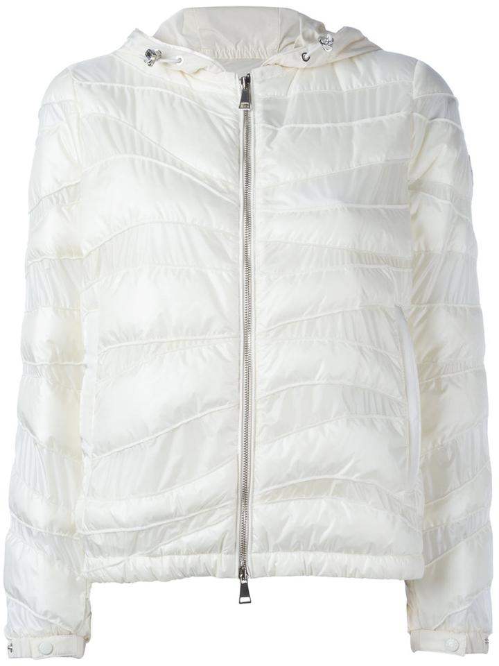 Moncler Curved Panel Hooded Jacket, Women's, Size: 4, White, Feather Down/polyamide/polyester