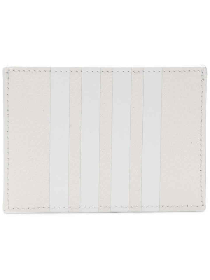 Thom Browne Tonal 4-bar Stripe Leather Single Cardholder - White