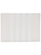 Thom Browne Tonal 4-bar Stripe Leather Single Cardholder - White