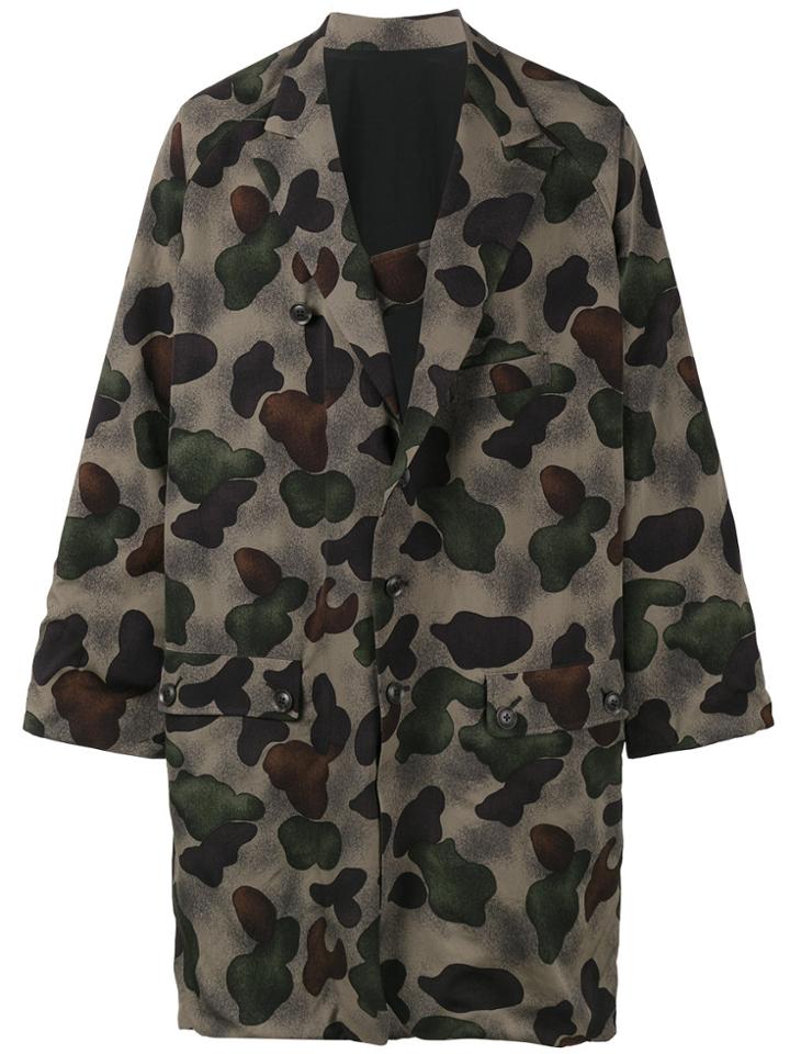 Yohji Yamamoto Camouflage Kimono Coat - Nude & Neutrals