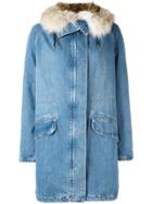Yves Salomon Army Oversized Denim Parka - Blue