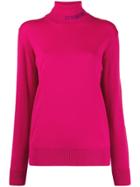 Gcds Turtle Neck Logo Sweater - Pink
