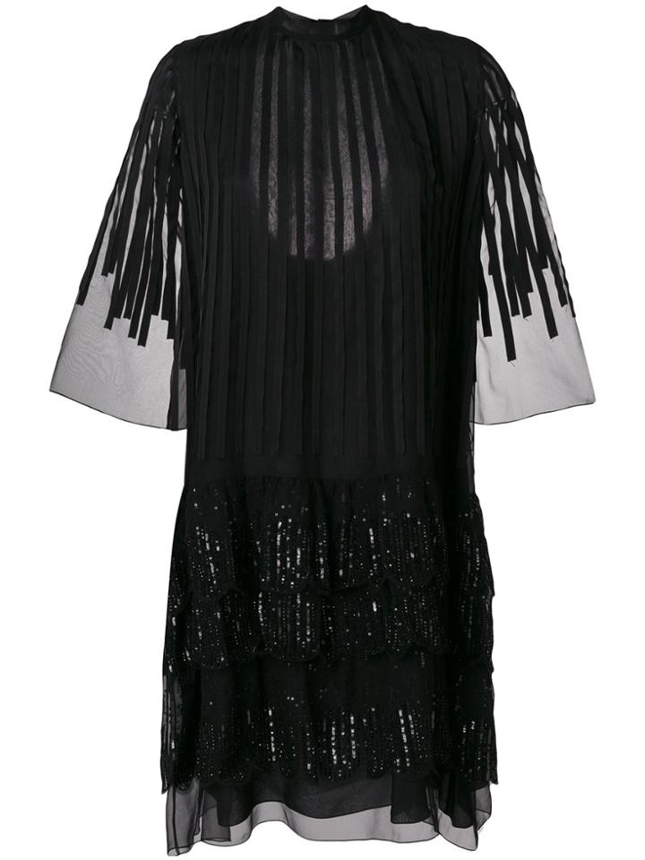 Rochas Embroidered Shift Dress - Black
