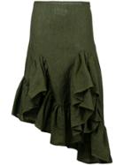 Marques'almeida Asymmetric Ruffle Skirt - Green