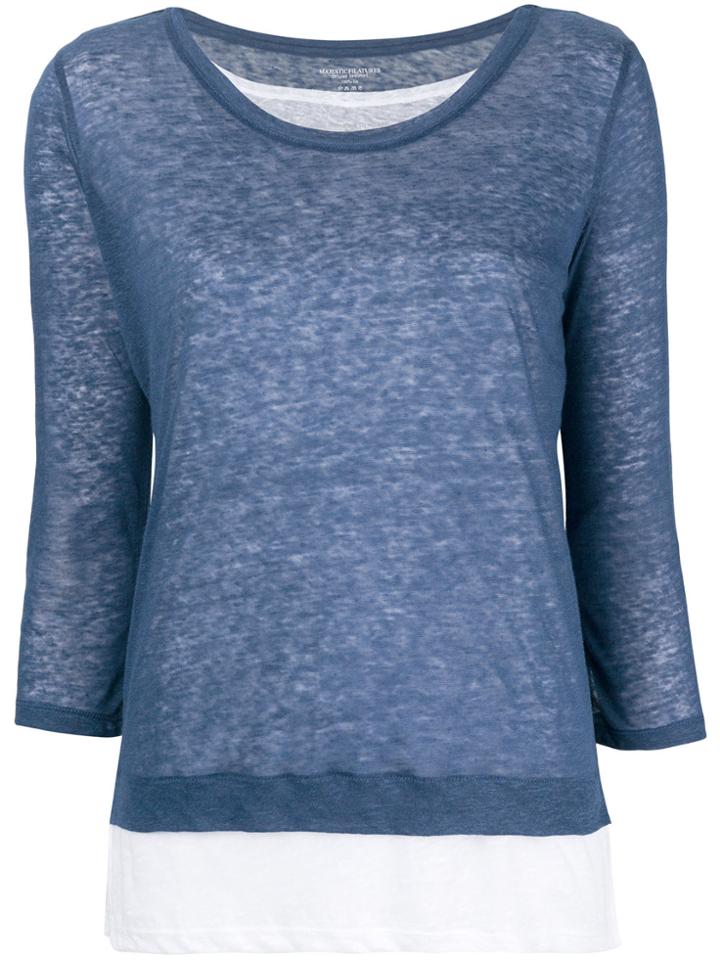 Majestic Filatures Layered Knitted Top - Blue