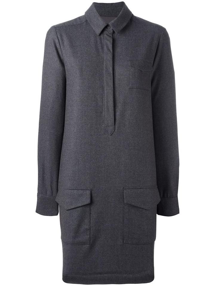 Ymc Pocketed Shirt Dress, Women's, Size: 8, Grey, Spandex/elastane/virgin Wool
