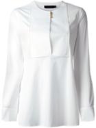 Calvin Klein Collection Bib Blouse, Women's, Size: 44, White, Cotton/spandex/elastane
