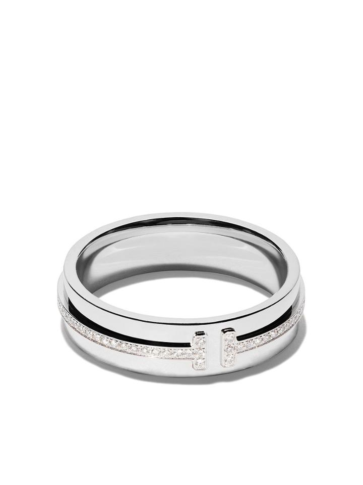Tiffany & Co 18kt White Gold Tiffany T Two Diamond Narrow Ring -