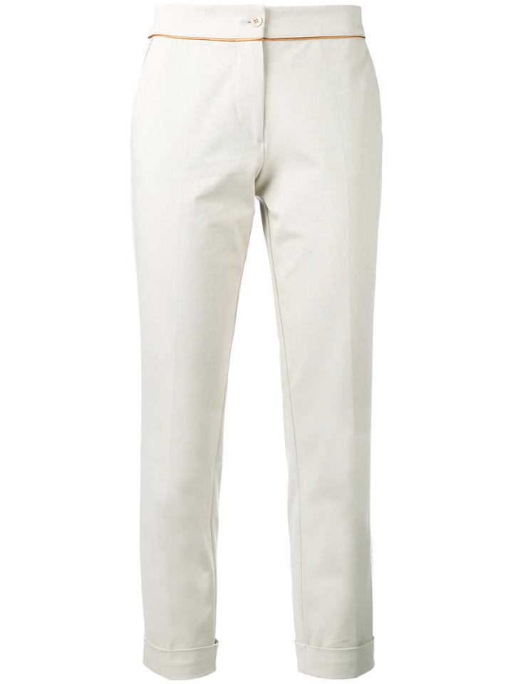 Etro Folded Hem Cropped Trousers, Women's, Size: 40, Nude/neutrals, Cotton/polyamide/spandex/elastane