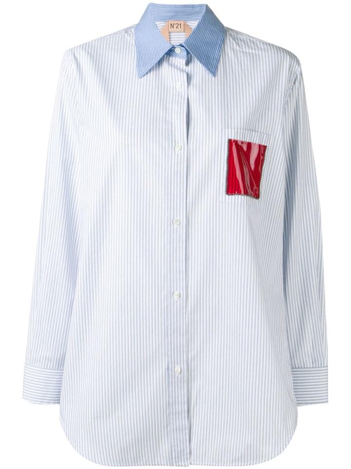No21 Striped Longline Shirt - Blue