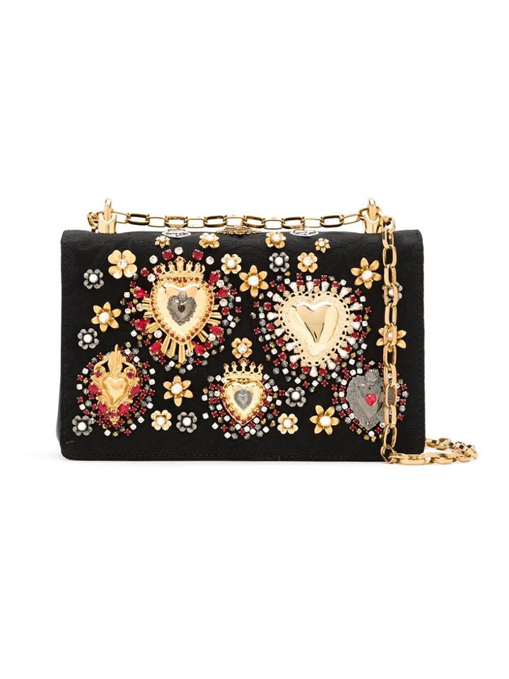 Dolce & Gabbana Devotion Embellished Shoulder Bag - Black