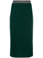 Fabiana Filippi Ribbed Knitted Midi Skirt - Green