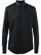 Les Hommes Studded Collar Shirt, Men's, Size: 50, Black, Cotton/spandex/elastane