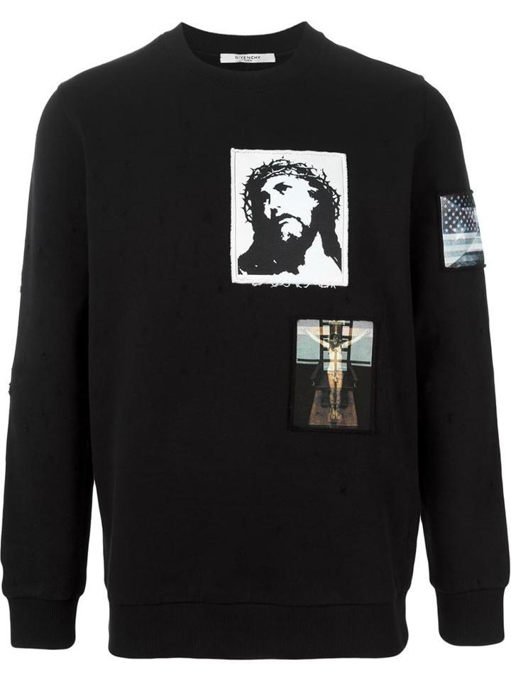 Givenchy Christ Patch Sweatshirt, Men's, Size: Xs, Black, Cotton