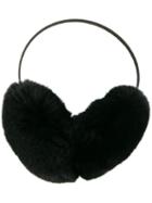 Yves Salomon Fur Earmuffs, Women's, Black, Rabbit Fur/polyester/silk