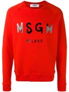 Msgm Logo Print Sweatshirt, Men's, Size: Small, Red, Cotton