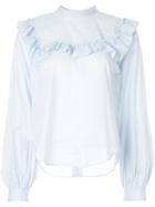 Miyao Frill Trim Long Sleeve Blouse - Blue