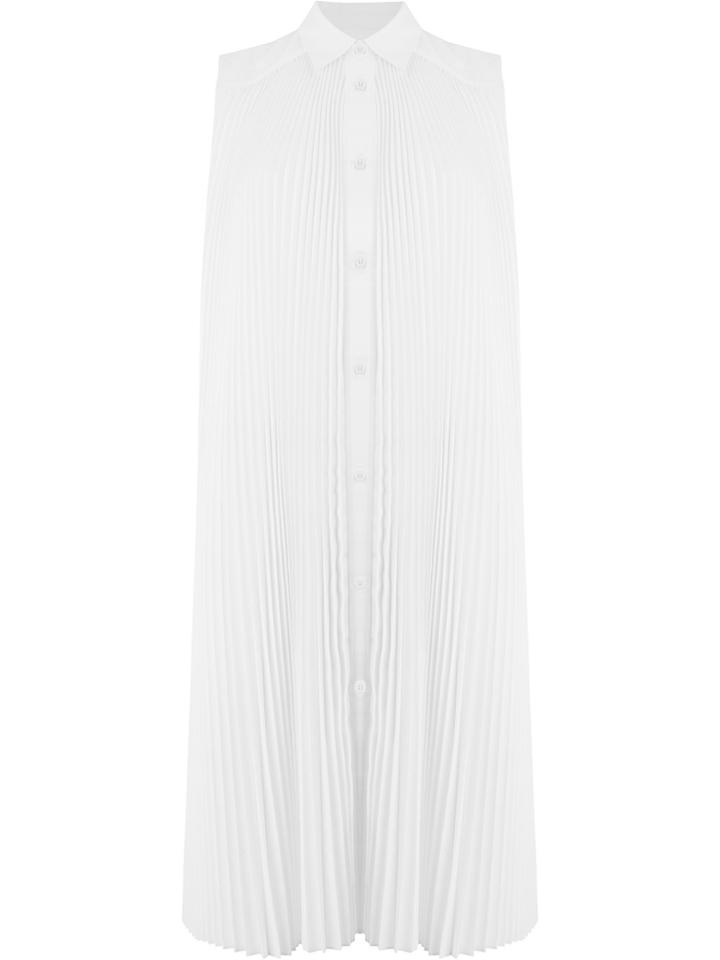 Juun.j Pleated Shirt Dress - White
