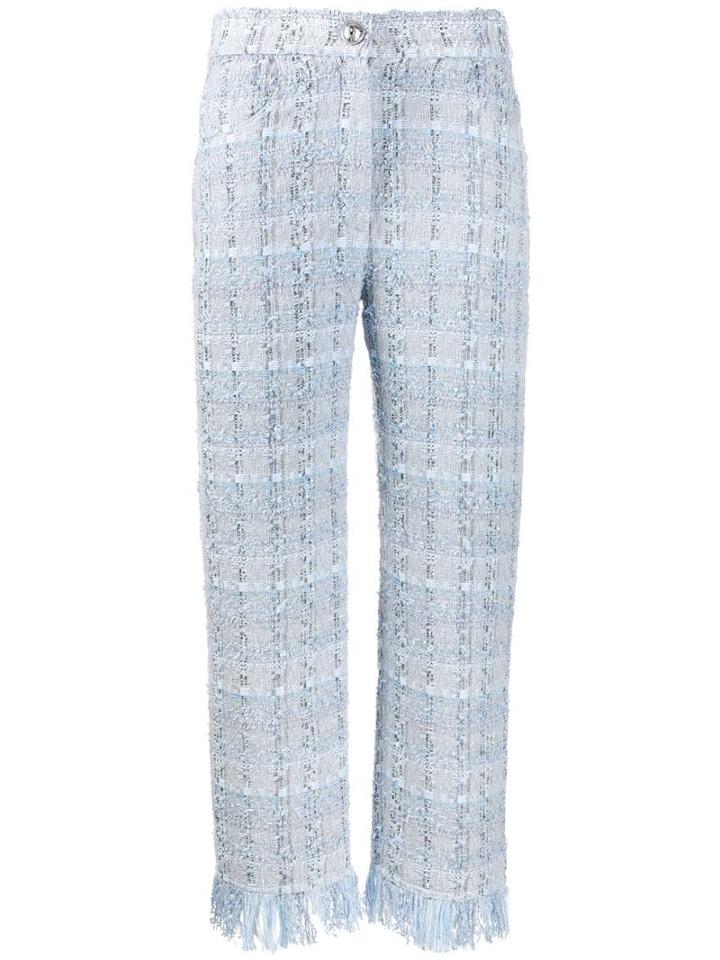 Balmain Tweed Cropped Trousers - Blue