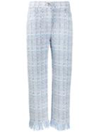 Balmain Tweed Cropped Trousers - Blue