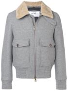 Ami Paris Shearling-trimmed Aviator Jacket - Grey