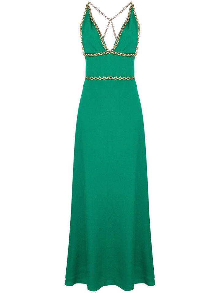 Balenciaga Vintage Chain Embellished Long Dress - Green