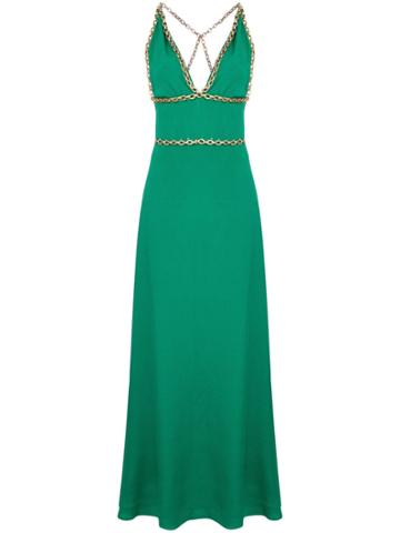 Balenciaga Vintage Chain Embellished Long Dress - Green
