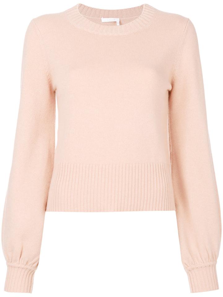 Chloé - Balloon Sleeve Cashmere Pullover - Women - Cashmere - S, Nude/neutrals, Cashmere