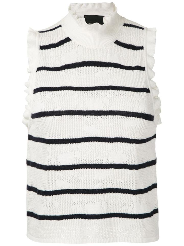 Andrea Bogosian Striped Knit Blouse - White