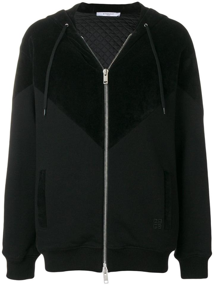 Givenchy Panelled Zip Front Hoodie - Black