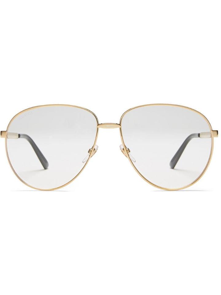 Gucci Eyewear Aviator Metal Glasses With Web - Gold