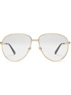 Gucci Eyewear Aviator Metal Glasses With Web - Gold