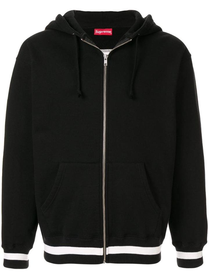 Supreme Striped Rib Hoodie - Black