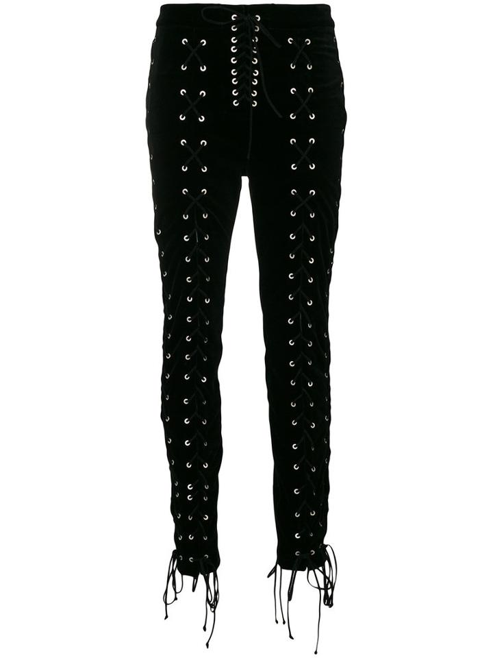 Unravel Project - Lace Up Pants - Women - Cotton/spandex/elastane - 25, Black, Cotton/spandex/elastane