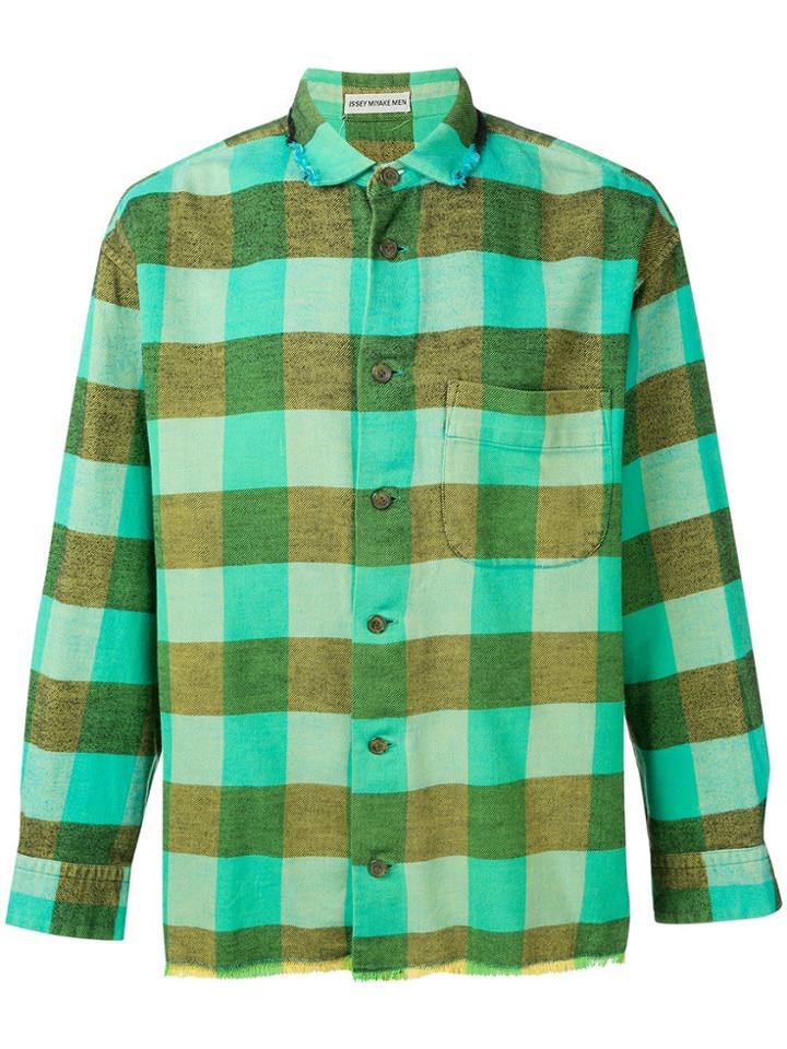 Issey Miyake Vintage Frill Detail Plaid Shirt - Green