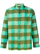 Issey Miyake Vintage Frill Detail Plaid Shirt - Green